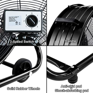 Bestronair 24 Inch Heavy Duty Industrial Fan with Speed Control