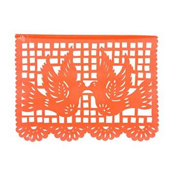 Paper Full of Wishes Festival Mexicano Large Plastic Papel Picado Banner, 9 Multi-Colored Panels 15 feet Long