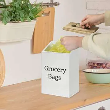 Wall Mount Grocery Plastic Bag Holder and Dispenser for Plastic Bags, Grocery Bag Dispenser with Lid, Plastic Bag Holder for Grocery Bags, Plastic Bag Organizer for Kitchen and Laundry Room