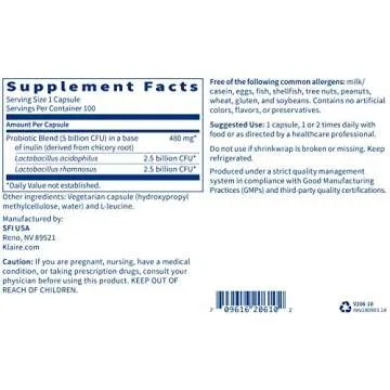 Klaire Labs Vital-Dophilus Probiotic - 5 Billion CFU