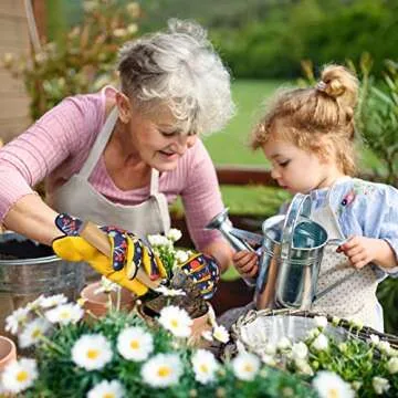 Bamllum Leather Gardening Gloves for Women - Working Gloves for Weeding, Digging, Planting, Raking and Pruning (Bird Pattern)