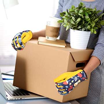 Bamllum Leather Gardening Gloves for Women - Working Gloves for Weeding, Digging, Planting, Raking and Pruning (Bird Pattern)