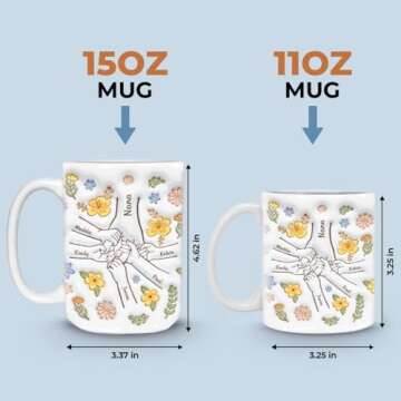 Pawfect House You Hold Our Hands Also Our Hearts, Mothers Day Gifts For Mom, Grandma, Personalized 2D Mom Coffee Mug, Mom Birthday Gifts From Daughters, Sons, Mom Ceramic Cup, Best Mom Ever Gifts