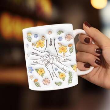 Pawfect House You Hold Our Hands Also Our Hearts, Mothers Day Gifts For Mom, Grandma, Personalized 2D Mom Coffee Mug, Mom Birthday Gifts From Daughters, Sons, Mom Ceramic Cup, Best Mom Ever Gifts