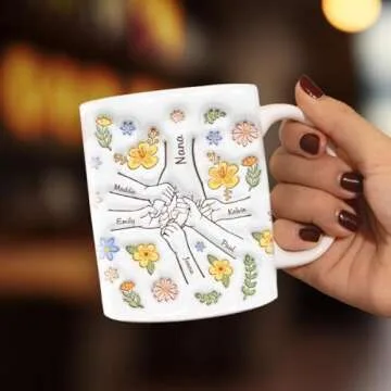 Pawfect House You Hold Our Hands Also Our Hearts, Mothers Day Gifts For Mom, Grandma, Personalized 2D Mom Coffee Mug, Mom Birthday Gifts From Daughters, Sons, Mom Ceramic Cup, Best Mom Ever Gifts