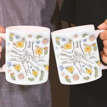 Pawfect House You Hold Our Hands Also Our Hearts, Mothers Day Gifts For Mom, Grandma, Personalized 2D Mom Coffee Mug, Mom Birthday Gifts From Daughters, Sons, Mom Ceramic Cup, Best Mom Ever Gifts