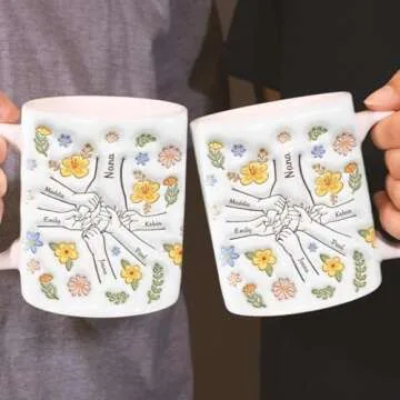 Pawfect House You Hold Our Hands Also Our Hearts, Mothers Day Gifts For Mom, Grandma, Personalized 2D Mom Coffee Mug, Mom Birthday Gifts From Daughters, Sons, Mom Ceramic Cup, Best Mom Ever Gifts