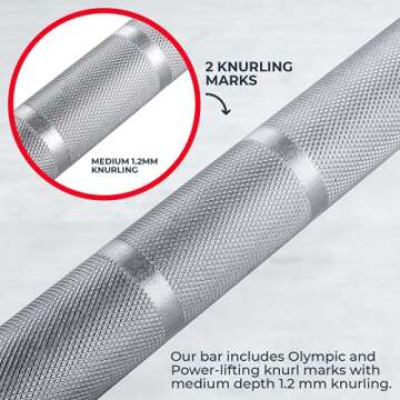 Iron Crush Olympic Barbell - Multifunction 7-Foot Weight Bar for Weightlifting, Powerlifting, CrossFit Training - No. 45 Steel, Chrome Finish - 750 lbs Max Load Capacity - Home Gym Fitness Equipment