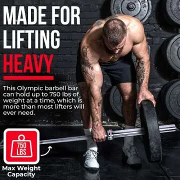 Iron Crush Olympic Barbell - Multifunction 7-Foot Weight Bar for Weightlifting, Powerlifting, CrossFit Training - No. 45 Steel, Chrome Finish - 750 lbs Max Load Capacity - Home Gym Fitness Equipment