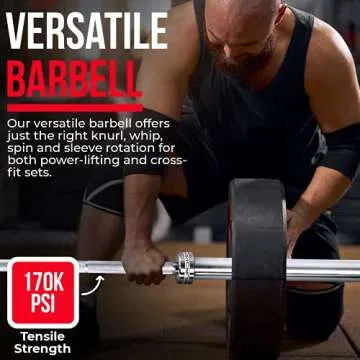 Iron Crush Olympic Barbell - Multifunction 7-Foot Weight Bar for Weightlifting, Powerlifting, CrossFit Training - No. 45 Steel, Chrome Finish - 750 lbs Max Load Capacity - Home Gym Fitness Equipment