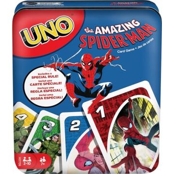 Mattel Games UNO The Amazing Spider-Man Card Game in Storage & Travel Tin for Kids, Adults & Family ...