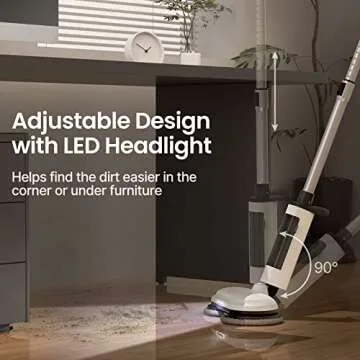 iDOO Cordless Electric Mop, Power Spin Mops for Floor Cleaning, Hardwood Floor Scrubber Cleaner Machine for Tile, Laminate, Vinyl, Marble, Dual-Motor Spray Mop with LED Headlight, Detachable Tank