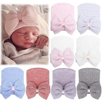 Cute Zando Newborn Hospital Hats with Big Bow for Gift