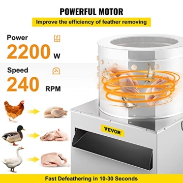 VEVOR Chicken Poultry Plucker Efficient Feather Removal Machine