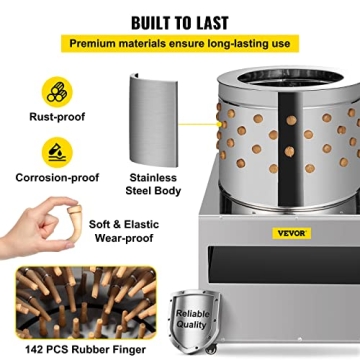 VEVOR Chicken Poultry Plucker Efficient Feather Removal Machine