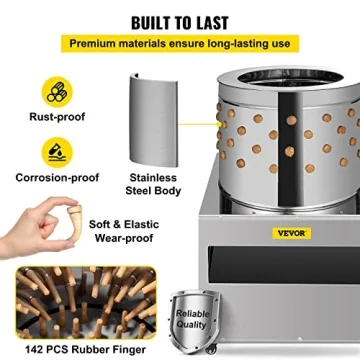 VEVOR Chicken Poultry Plucker Efficient Feather Removal Machine