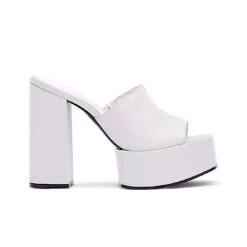 D'Amelio Ravina Platform Open Toed Chunky Heels White