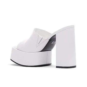 D'Amelio Ravina Platform Open Toed Chunky Heels White