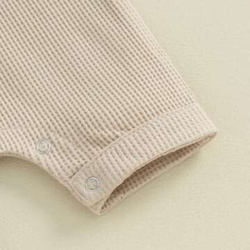 Newborn Baby Boy Clothes Waffle Knit Polo Romper Bodysuit Solid Short Sleeve Collared Onesie One Piece Jumpsuit (A-Khaki, 0-3 Months)