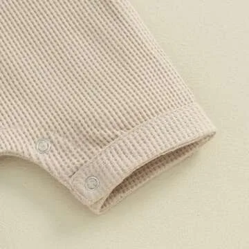 Newborn Baby Boy Clothes Waffle Knit Polo Romper Bodysuit Solid Short Sleeve Collared Onesie One Piece Jumpsuit (A-Khaki, 0-3 Months)