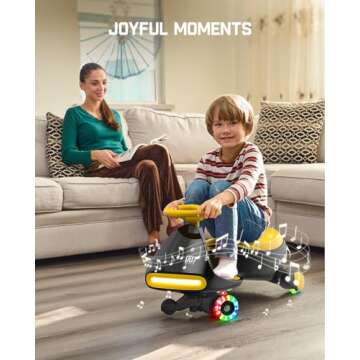 FanttikRide 12V N7 Pro Electric Wiggle Car with Pedal, Rechargeable Battery, CyberWiggle, 2 in 1 Swing Car, 2 Speed, Anti-Rollover, Flashing Wheels, Bluetooth, for Ages 3 and Up, 150 Lbs, Yellow