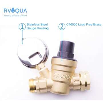 RVAQUA M11-45PSI Adjustable Water Pressure Regulator for RV