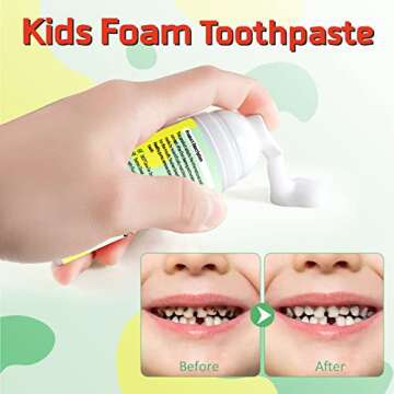 Foam Toothpaste Kids, Kids Mouthwash with Fruit Flavor - Toddler toothpaste age for Children, 360ºC...