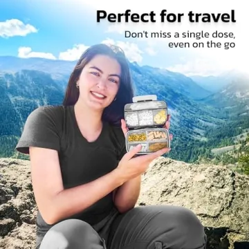 Travel Pill Organizer for Meds - Compact 8 Compartment Design
