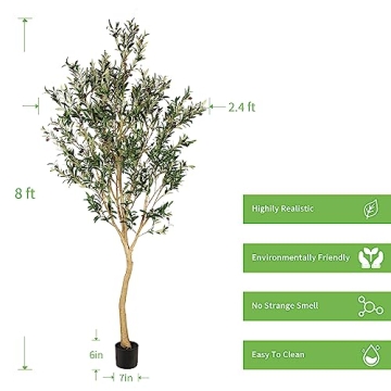 8ft Realistic Artificial Olive Tree for Home Decor
