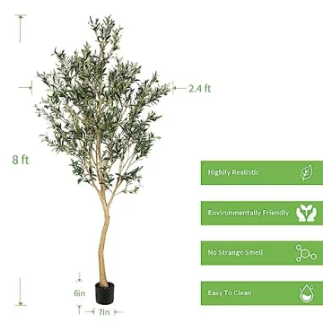 8ft Realistic Artificial Olive Tree for Home Decor