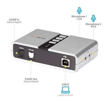 StarTech.com 7.1 USB Sound Card - External Sound Card for Laptop with SPDIF Digital Audio - Sound Card for PC - Silver (ICUSBAUDIO7D)