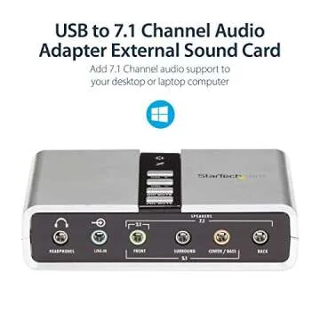 StarTech.com 7.1 USB Sound Card - External Sound Card for Laptop with SPDIF Digital Audio - Sound Card for PC - Silver (ICUSBAUDIO7D)