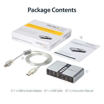 StarTech.com 7.1 USB Sound Card - External Sound Card for Laptop with SPDIF Digital Audio - Sound Card for PC - Silver (ICUSBAUDIO7D)