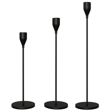 NLBTW Matte Black Taper Candle Holders Set of 3 Candlestick Holders, Metal Candle Stick Holder Decor...