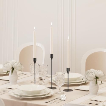 NLBTW Matte Black Taper Candle Holders Set of 3