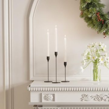 NLBTW Matte Black Taper Candle Holders Set of 3
