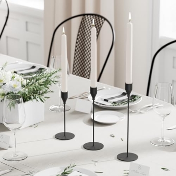 NLBTW Matte Black Taper Candle Holders Set of 3