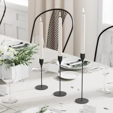 NLBTW Matte Black Taper Candle Holders Set of 3