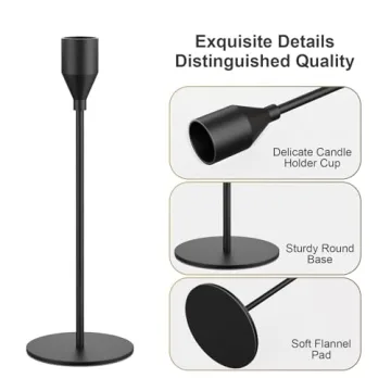 NLBTW Matte Black Taper Candle Holders Set of 3