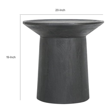 Benjara 20 Inch Mango Wood Side End Table - Matte Black