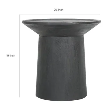 Benjara 20 Inch Mango Wood Side End Table - Matte Black