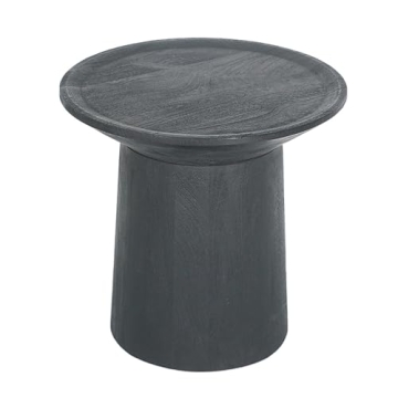 Benjara 20 Inch Mango Wood Side End Table - Matte Black