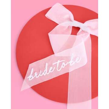 xo, Fetti Bride to Be Embroidered Hair Bow Bachelorette Party Decorations White Organza | Bridal Sho...