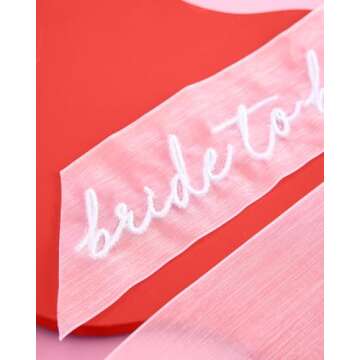 xo, Fetti Bride to Be Embroidered Hair Bow Bachelorette Party Decorations White Organza | Bridal Shower Supplies, Bridesmaid Favors, Wedding Gift, Engagement Accessory