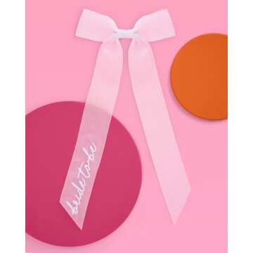 xo, Fetti Bride to Be Embroidered Hair Bow Bachelorette Party Decorations White Organza | Bridal Shower Supplies, Bridesmaid Favors, Wedding Gift, Engagement Accessory