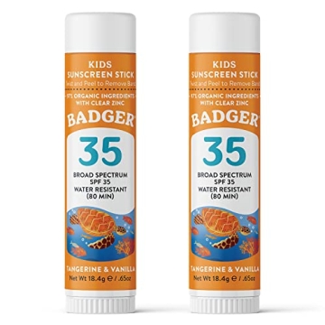 Badger Kids Sunscreen Stick SPF 35, Organic, Reef Friendly, Water Resistant - Perfect for Family Out...