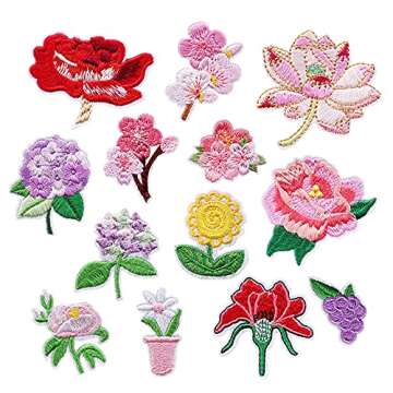 Woohome 23 PCS Iron on Patches Flower Appliques Stickers for Crafts and Clothing