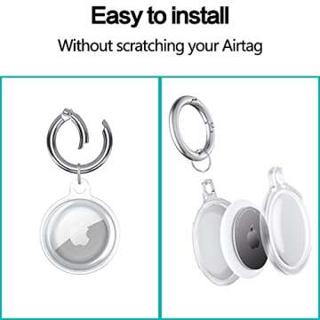 Soft TPU Case Compatible with Apple AirTags 2021, Protective Anti-Scratch Lightweight Waterproof Cover with Key Ring for AirTags Finder Tracker Keychain