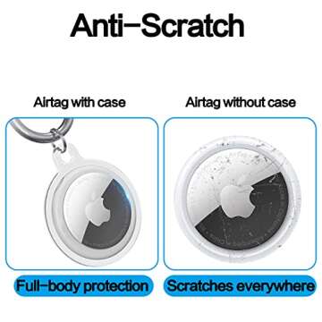 Soft TPU Case Compatible with Apple AirTags 2021, Protective Anti-Scratch Lightweight Waterproof Cover with Key Ring for AirTags Finder Tracker Keychain
