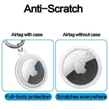 Soft TPU Case Compatible with Apple AirTags 2021, Protective Anti-Scratch Lightweight Waterproof Cover with Key Ring for AirTags Finder Tracker Keychain